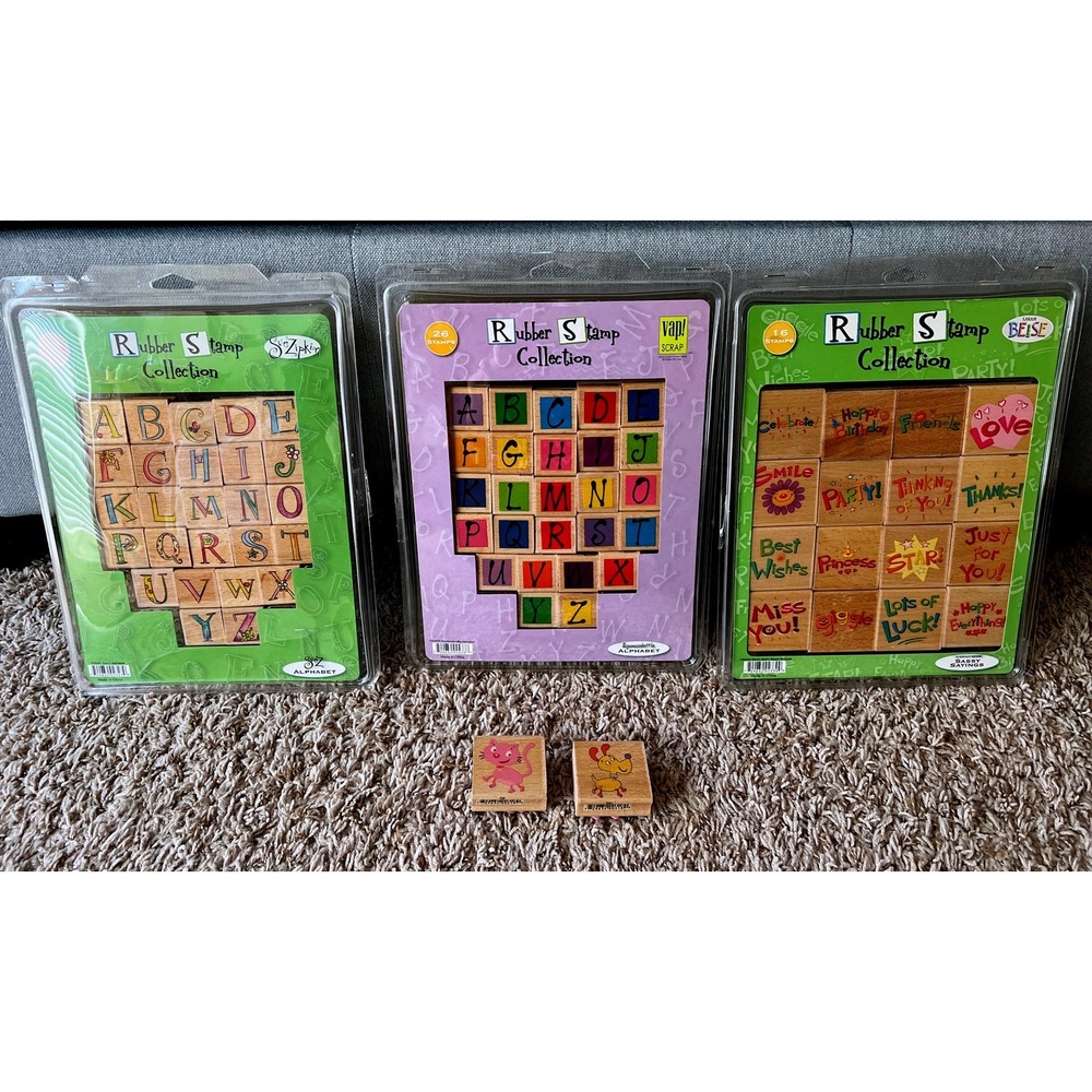 3 Sue Zipkin Rubber Stamp Collection Alphabet 26 Sassy Sayings Sarah Beise NEW - Picture 1 of 13